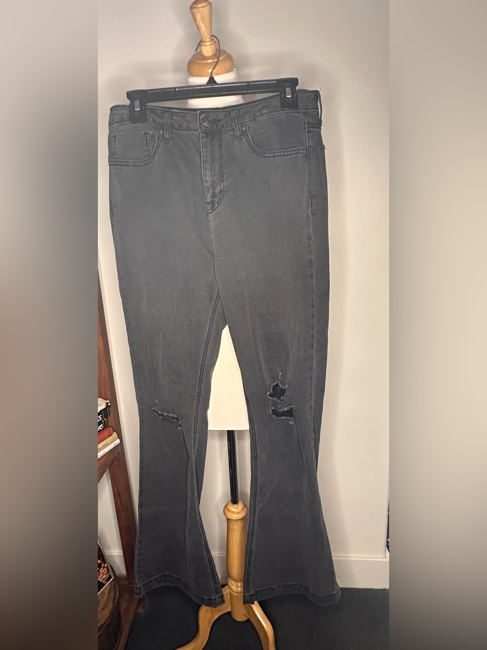 VIGOSS Hendrix Flare Faded Black Flare Jeans Waist 29